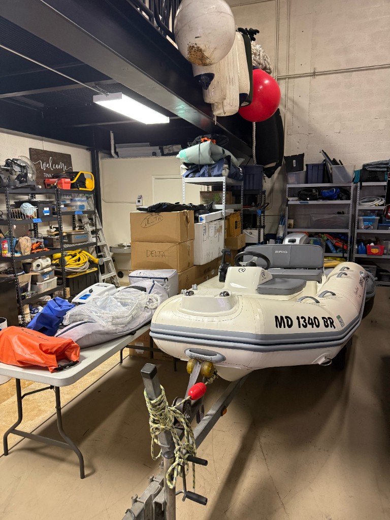 Climate-controlled storage with marine gear and tenders